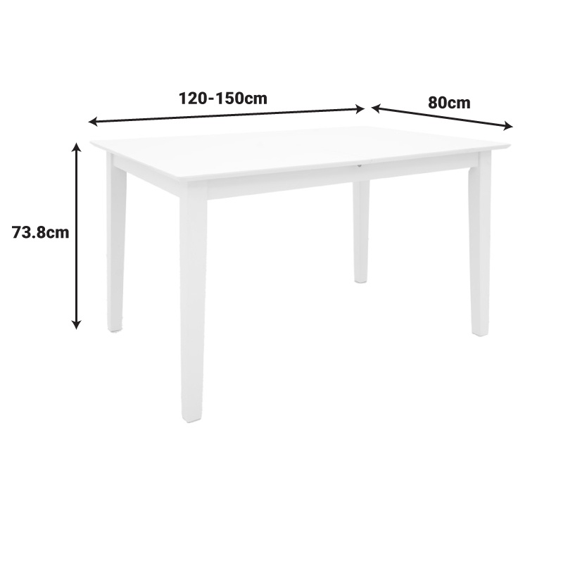 Masa dining extensibila Mabor-Houston Alb 150x80x73.8 cm