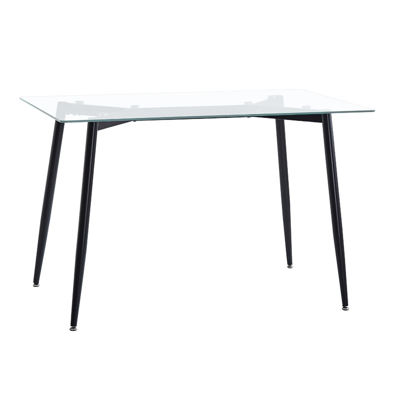 Masa dining Quana, Pako World, Sticla, Picioare negre, 120x70x75 cm