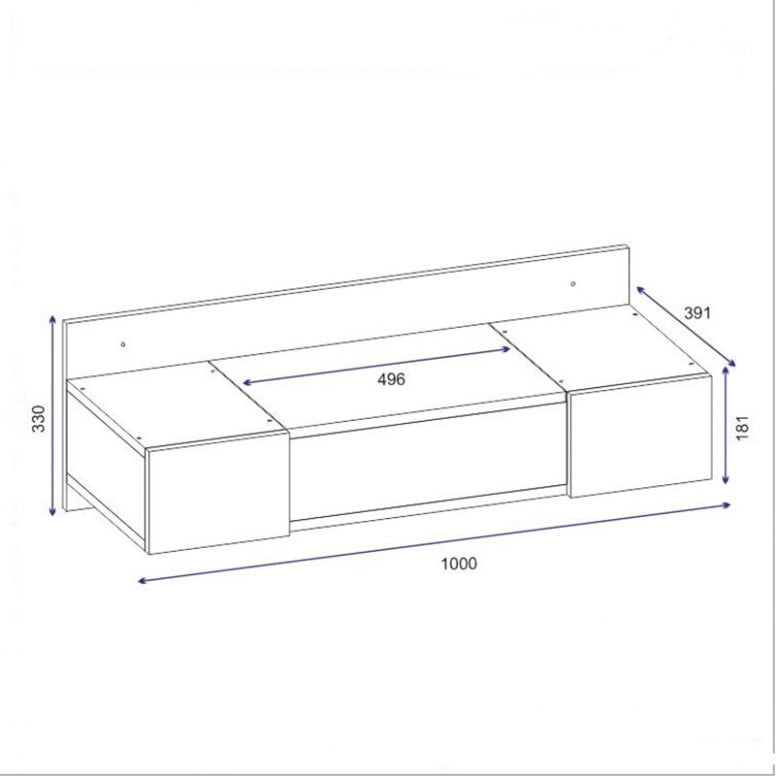 Masa Dressing Suspendata Tabia Alb 100x39x33 cm - 3 | YEO