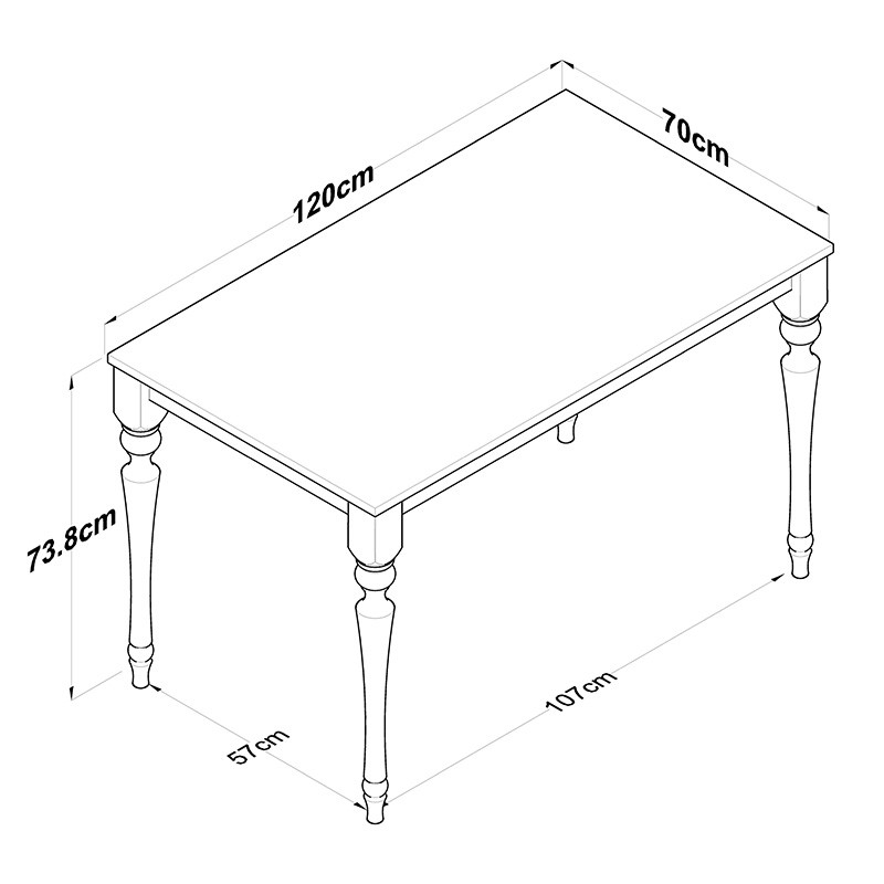 Masa Rosette, culoarea nuc - antracit 120x70x73.8cm