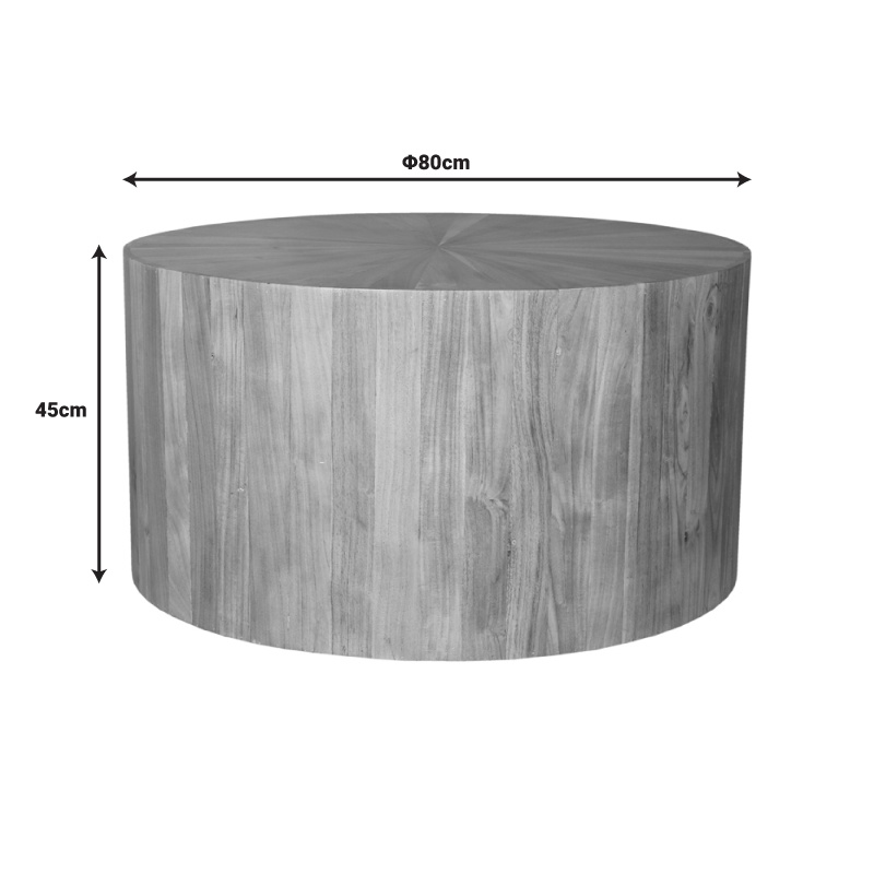 Masa rotunda Boho Osiri, Pako World, Lemn de salcam, Natural, 80x80x45 cm