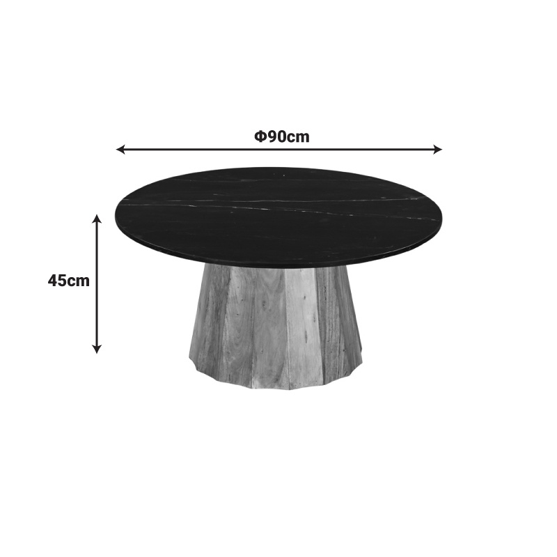 Masuta de cafea Ezerdian boho Negru 90x90x45 cm