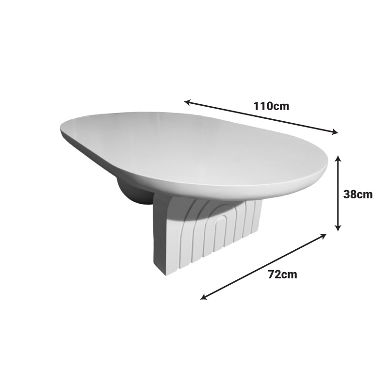 Masuta de cafea Kane boho Alb 110x72x38 cm