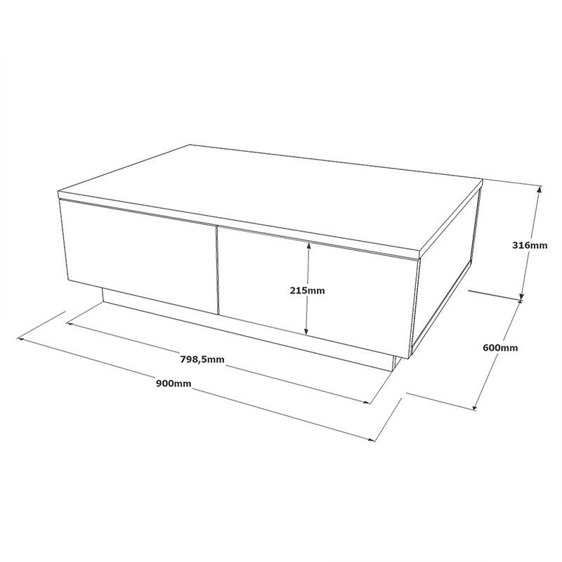 Masuta de cafea Thunder gri antic - antracit 90x60x31.5cm