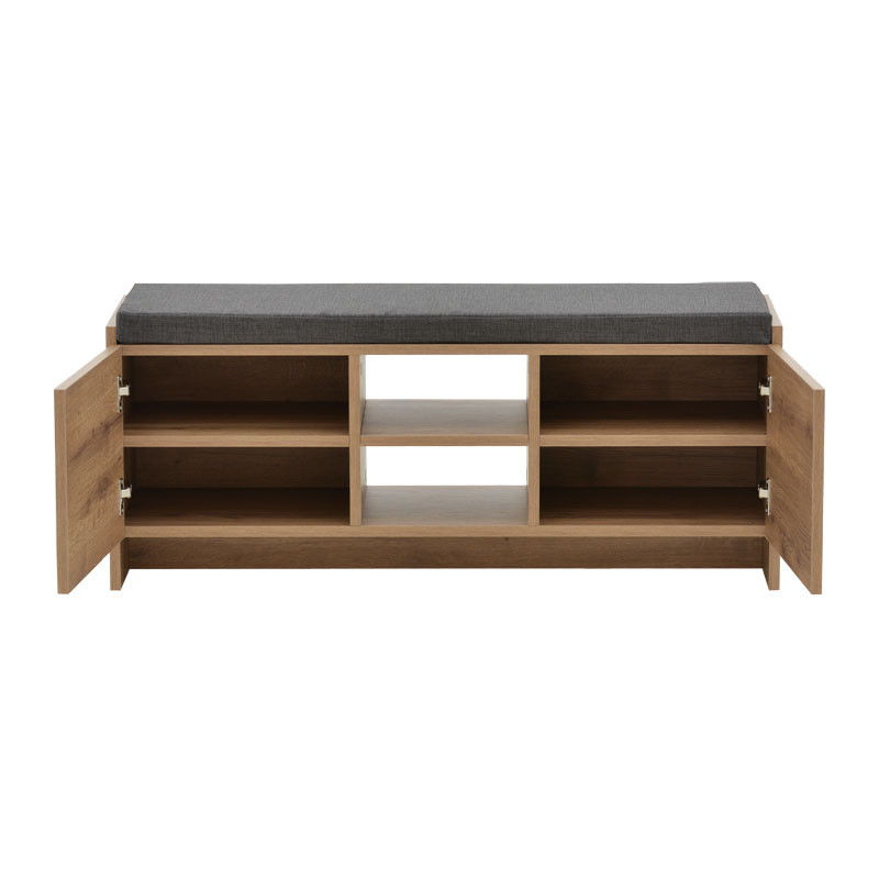 Mobilier hol scaun - dulap pantofi Zulla 10 perechi sonoma 110x37x46 cm - 3 | YEO