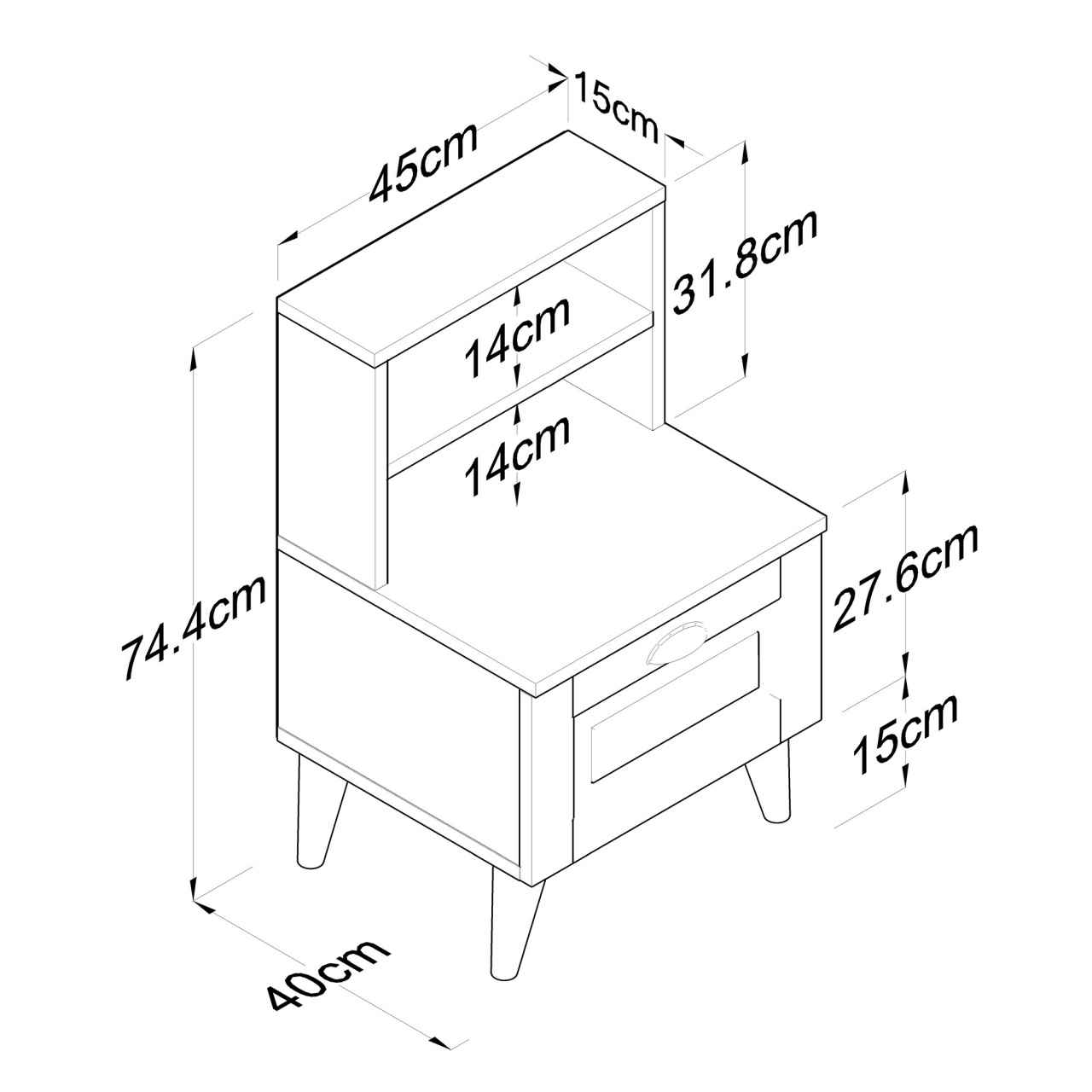 Noptiera BD105 Alb 45x74.4x40 cm