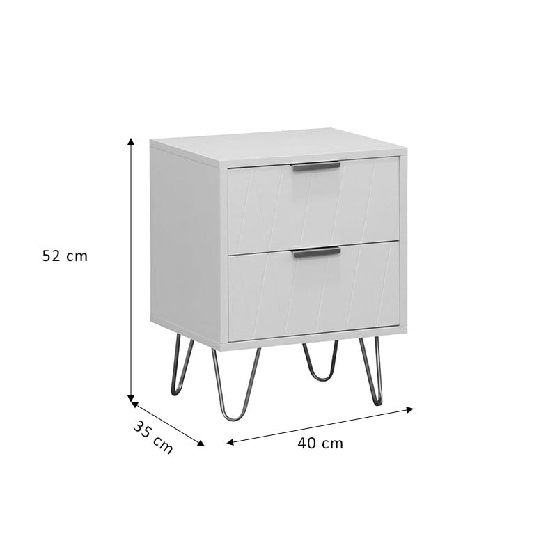 Noptiera Culture cu 2 sertare culoarea alba cu picioare aurii 40x35x52cm - 3 | YEO