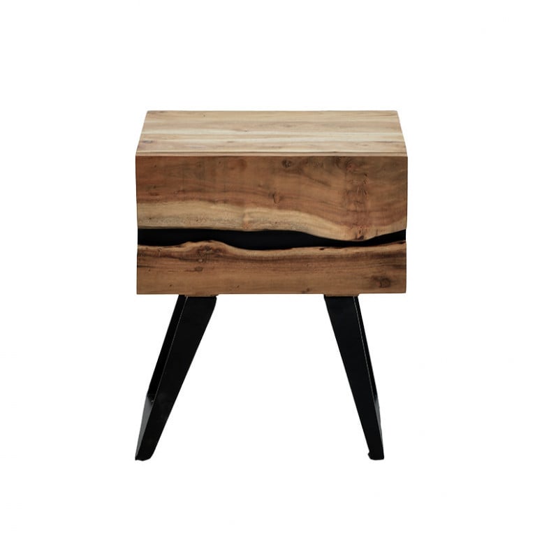 Noptiera Imena Walnut-Negru 45x35x56 cm - 2 | YEO