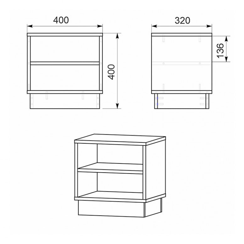 Noptiera Mason Sonoma-Alb 40x32x40 cm - 2 | YEO