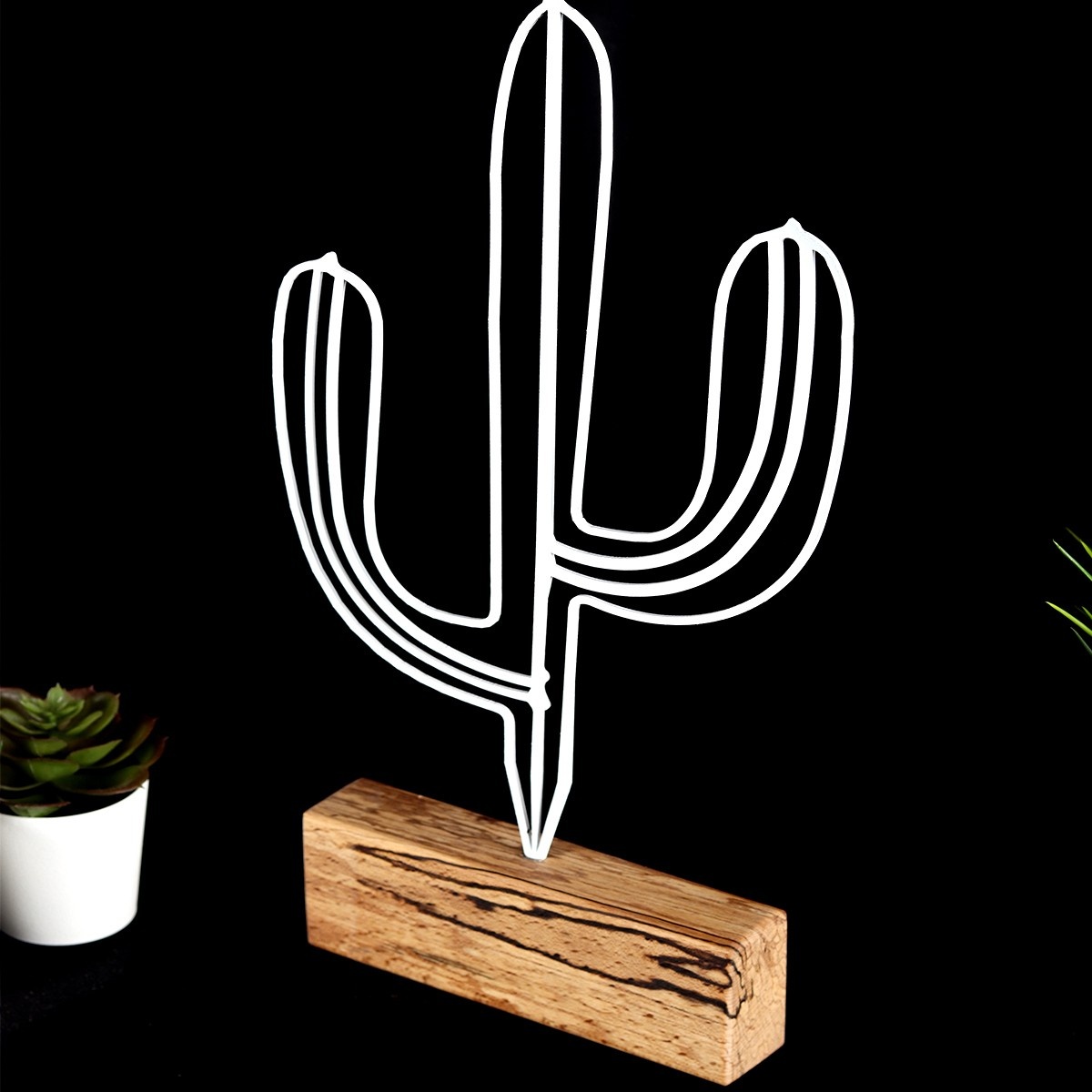 Obiect decorativ Cactus Alb 17x37x3.5 cm - 1 | YEO