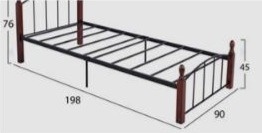 Pat 1 persoana Faryn culoare nuc lemn-metal negru 100x200x76 cm - 1 | YEO