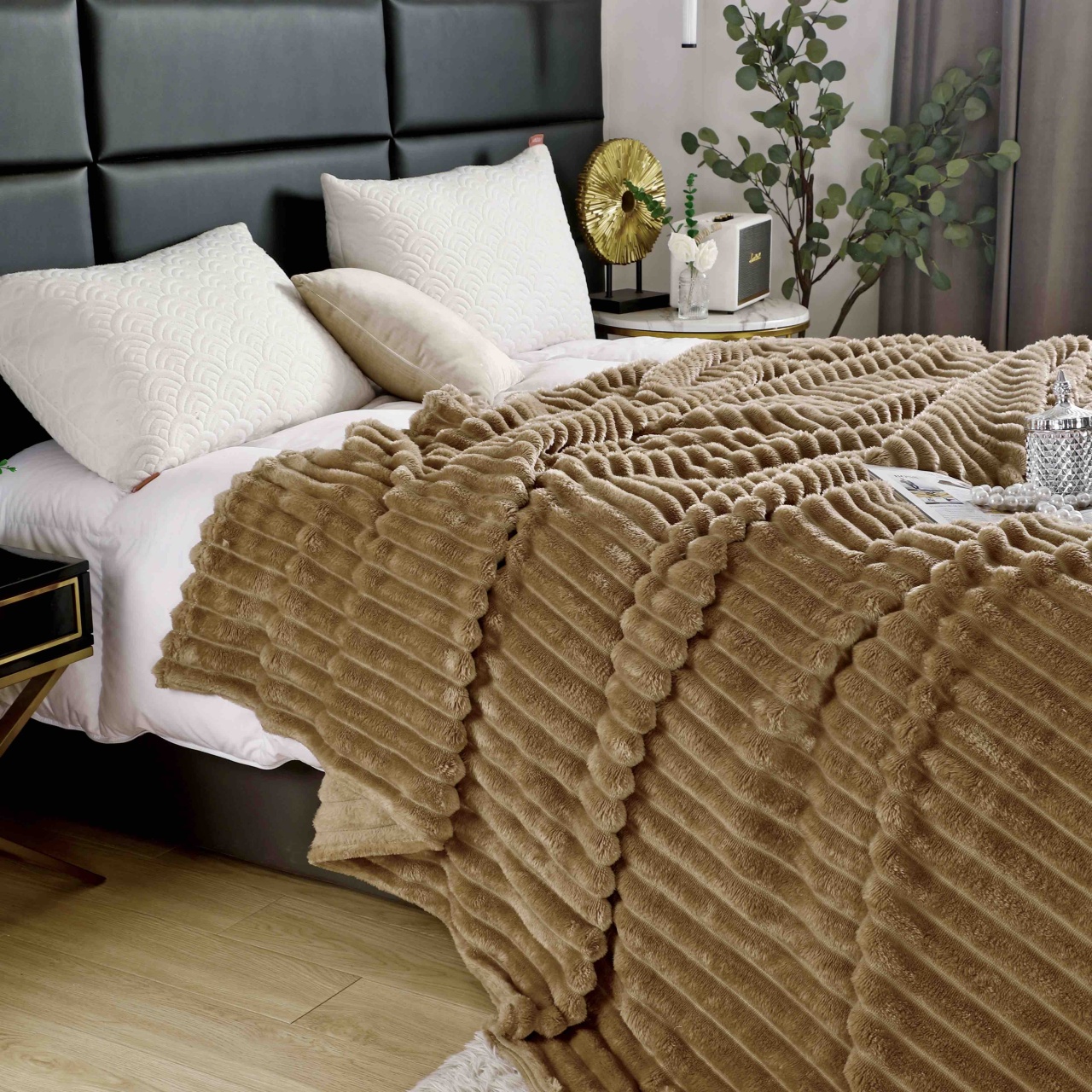 Patura Cocolino Groasa Stripe V13 Dark Beige 200x230 cm