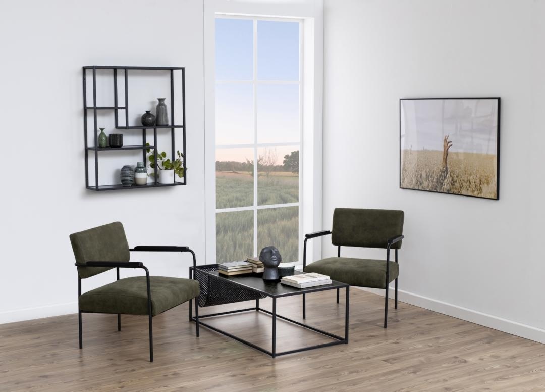 Raft de perete Seaford, Negru, 91x75x20 cm