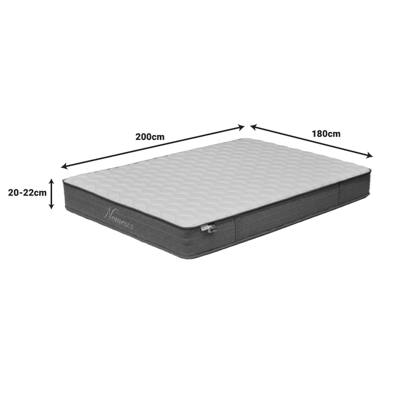 Saltea cu arcuri buzunar cu doua fete 19 cm Nemesis Pako World Alb 180x200x22 cm