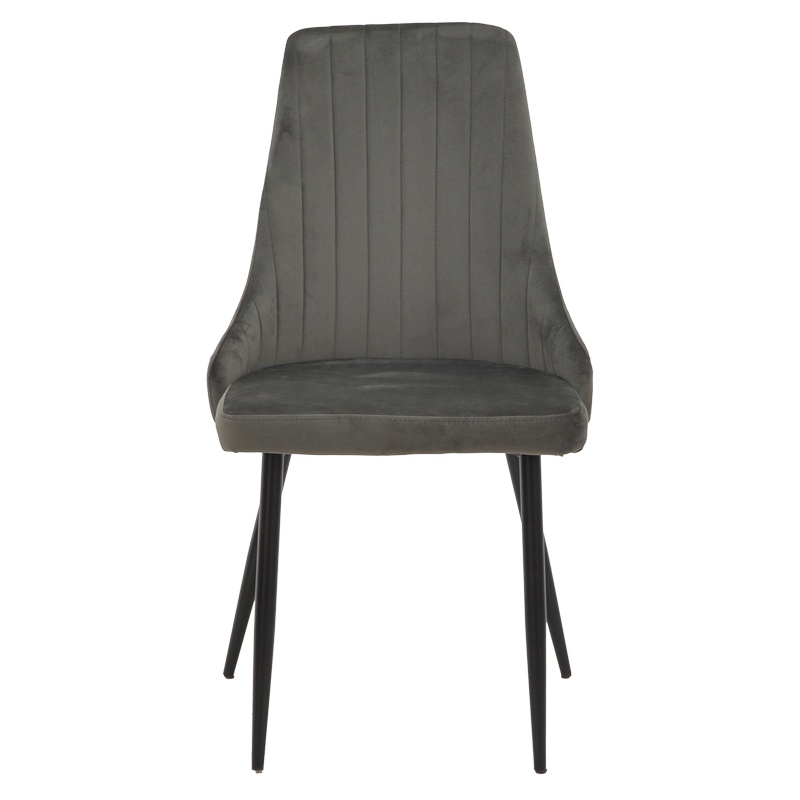 Scaun Azori catifea gri inchis cu picioare din metal negru 49x55x85 cm - 3 | YEO
