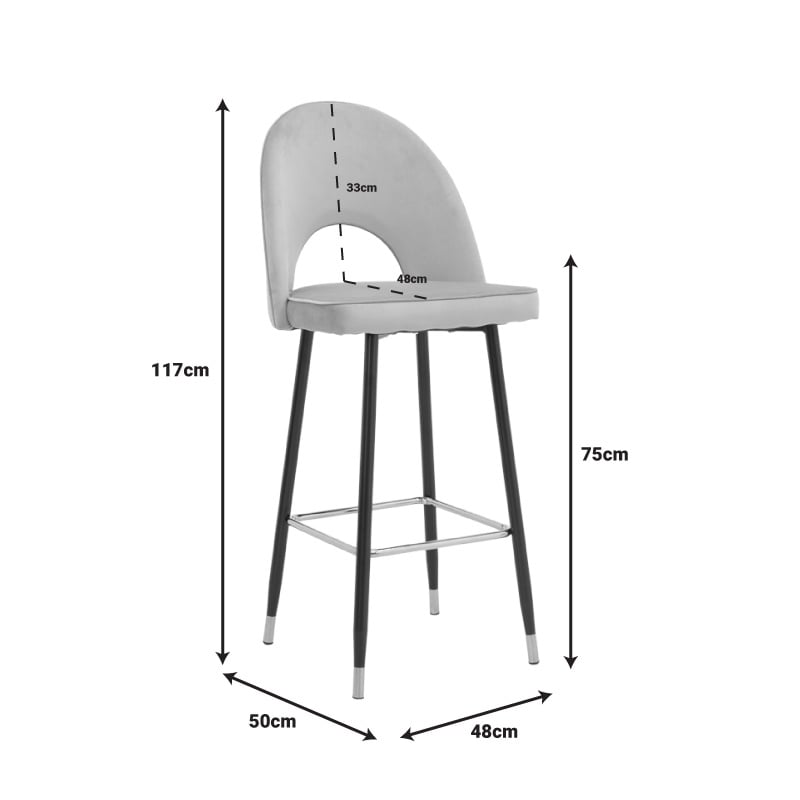 Scaun bar Casenio catifea galben negru auriu cu baza metalica 48x50x117 cm