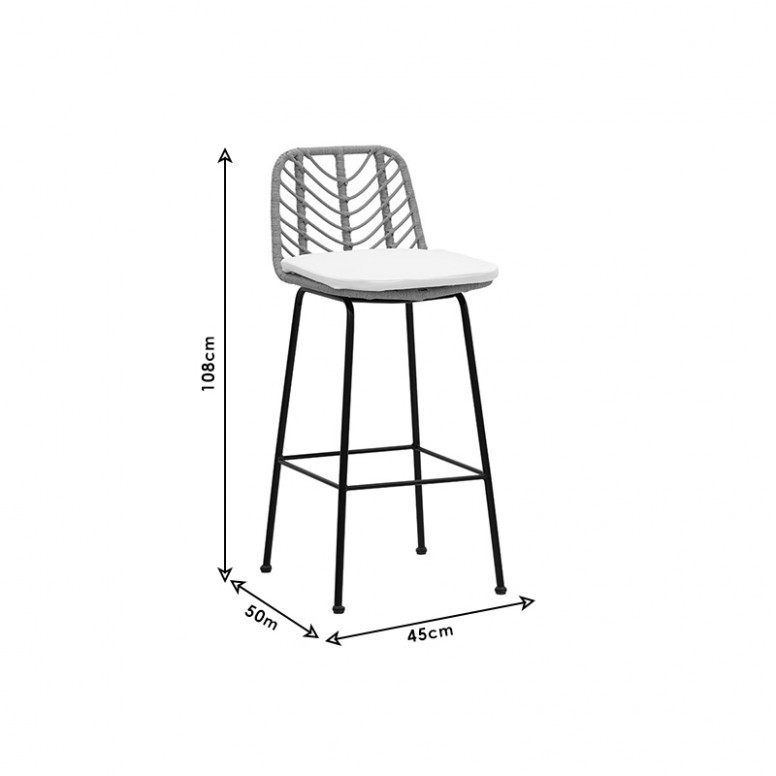 Scaun Bar Naoki Natural 45x56x108 cm