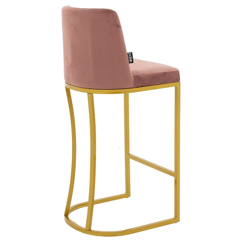 Scaun de bar Imppartial picioare metalice aurii - catifea culoarea mar putred - 1 | YEO