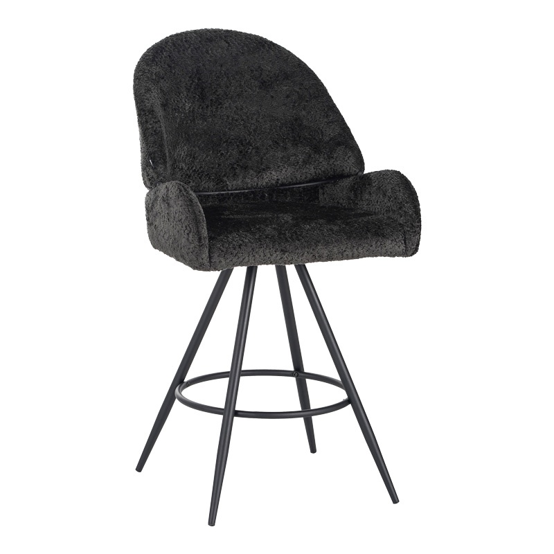 Scaun de bar Morea, Pako World, Negru, 55x66x107 cm