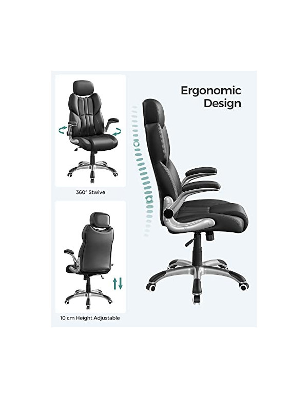 Scaun de birou, Songmics, OBG65BK, Negru, 75 x 70 x 137 cm
