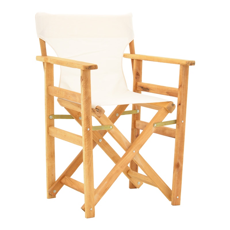 Scaun de regizor Kompa, Pako World, Lemn, Textil Ecru