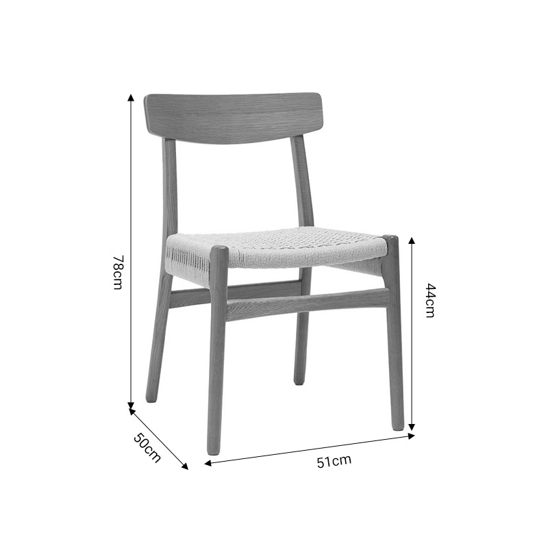 Scaun Safal lemn de stejar sezut ecru franghie 51x50x78 cm