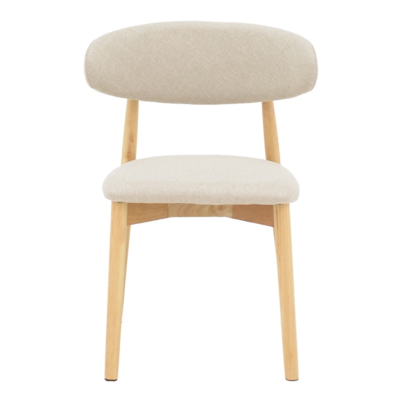 Scaun Ubene din lemn de cauciuc si material textil nuante naturale si bej 46x58x79 cm - 3 | YEO