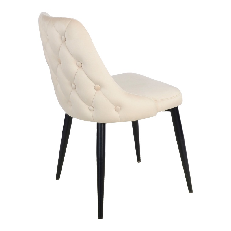 Scaun Zedna, Pako World, Catifea Bej, Picioare negre, 51x58x84 cm - 1 | YEO