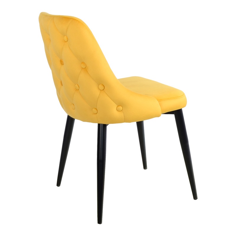 Scaun Zedna, Pako World, Catifea Galben, Picioare negre, 51x58x84 cm - 1 | YEO