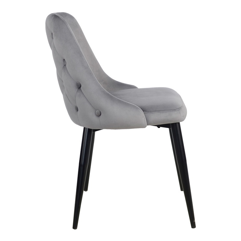 Scaun Zedna, Pako World, Catifea Gri, Picioare negre, 51x58x84 cm - 2 | YEO