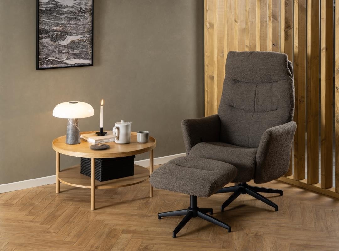 Set 2 piese Fotoliu si taburet London, Gri, 112x75x83 cm