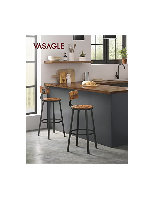 Set 2 scaune bar Vasagle, 73 cm, LBC026B01V1, Maro Rustic - 3 | YEO