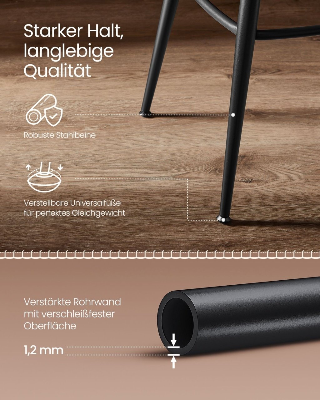 Set 2 scaune de bar Vasagle Maro 56x56x101.5 cm - 4 | YEO