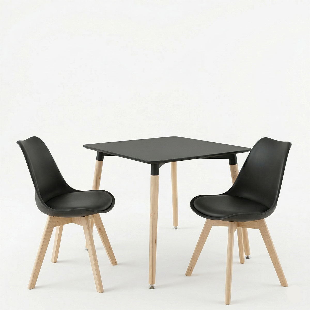 Set 3 bucati masa si scaune dining, Gaston Natali, Negru, 70x70x75 cm