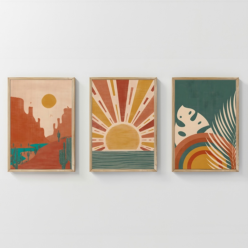 Set 3 tablouri Bemvy Multicolor 33x1.5x48 cm