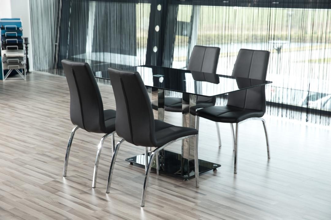 Set 4 piese Scaune dining Asama V1, Negru, 95x43.5x57 cm