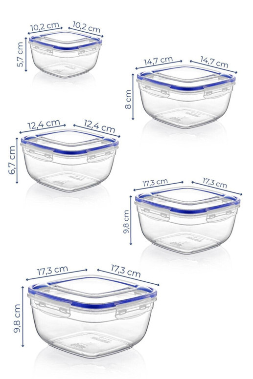 Set 5 cutii de depozitare alimente 30144, Transparent - 1 | YEO