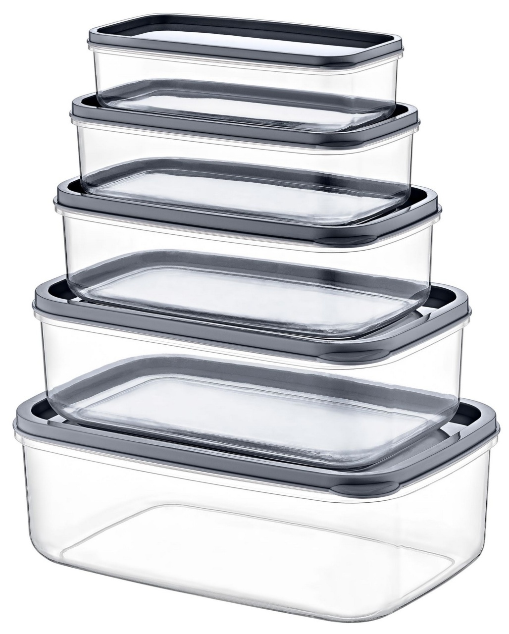 Set cutii de depozitare (5 bucati) EMBSEF05 Transparent 22.5x15x8 cm