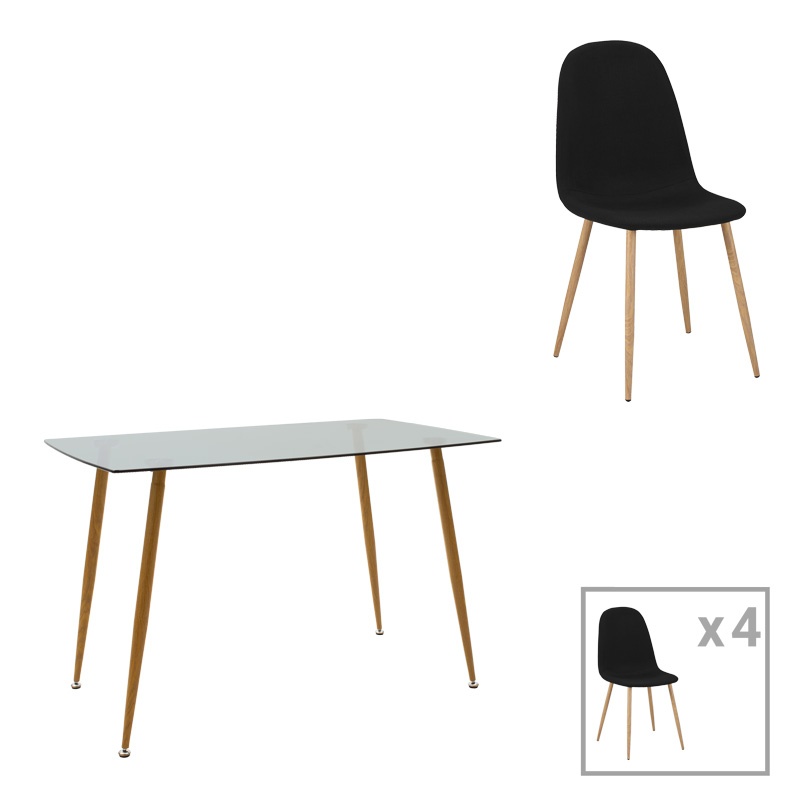 Set dining Chloe-Bella, Pako World, 5 piese, Natural, 120x70x75 cm