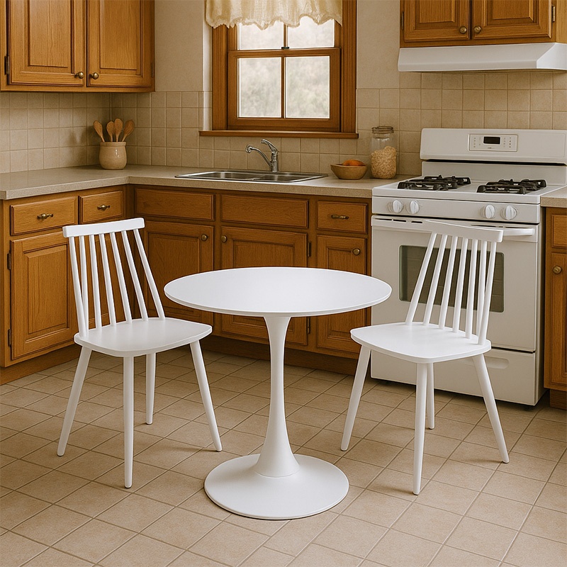 Set dining Elijah-Aurora I Pako World, Alb, 3 piese, 60x60x74 cm - 1 | YEO