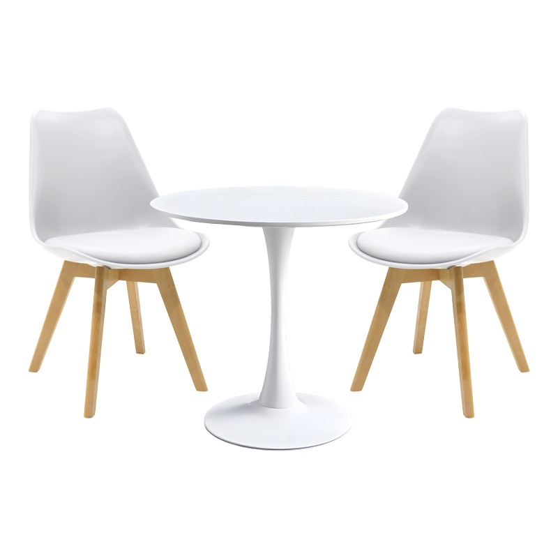 Set dining Elijah-Gaston, Pako World, Alb-Natural, 3 piese, 60x60x74 cm