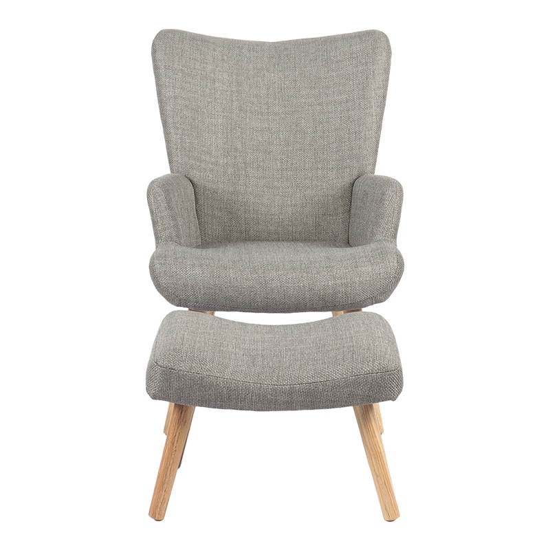 Set fotoliu cu taburet, 2 buc, Gerlina, Pako, Gri deschis 71x64x94 cm - 5