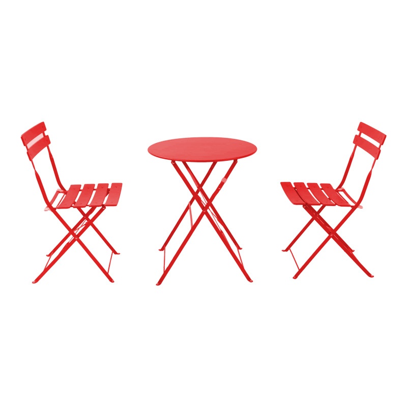 Set masa pliabila Bistro, Pako World, 3 piese, Metal, Rosu, 60x60x71 cm - 1 | YEO