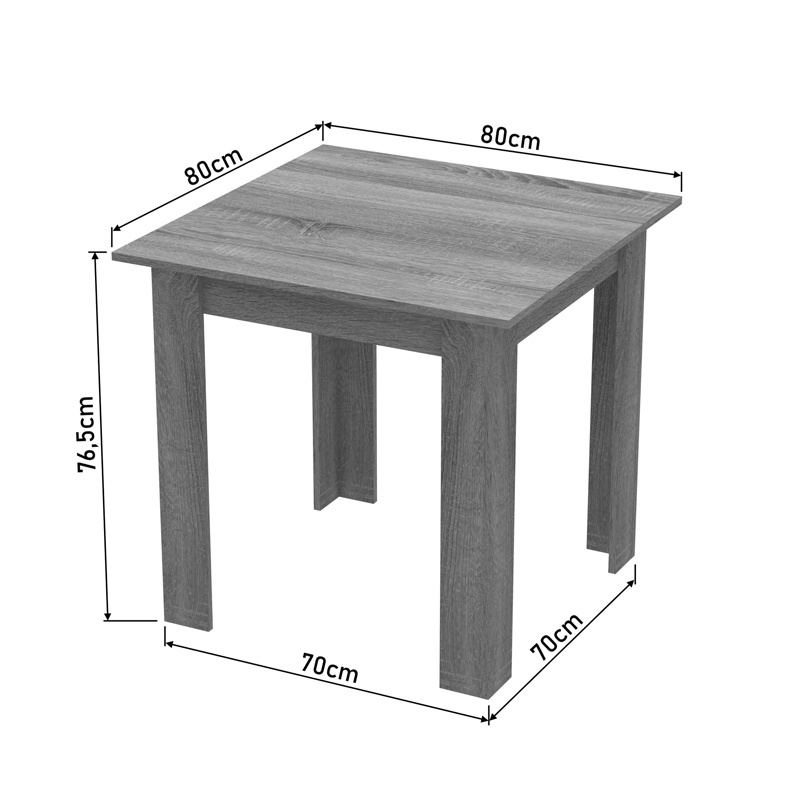 Set masa si scaune 3 buc Manka-Parker Negru 80x80x77 cm