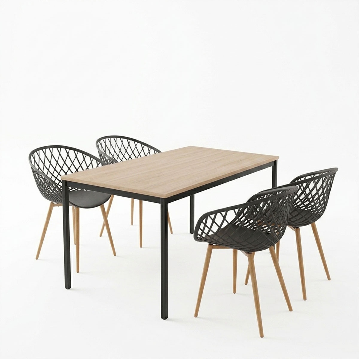 Set masa si scaune dining, 5 buc, Ezra Faragio, Pako, Antracit 120x75x75 cm - 2