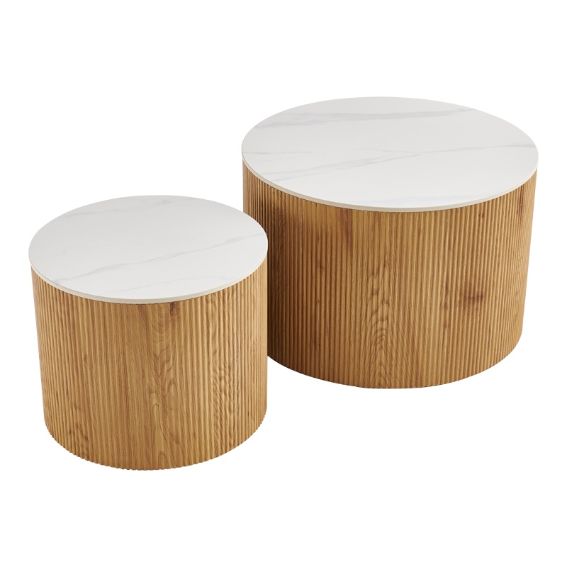 Set masute de cafea, 2 buc, Nelba, Pako, Alb 70x70x50 cm - 4