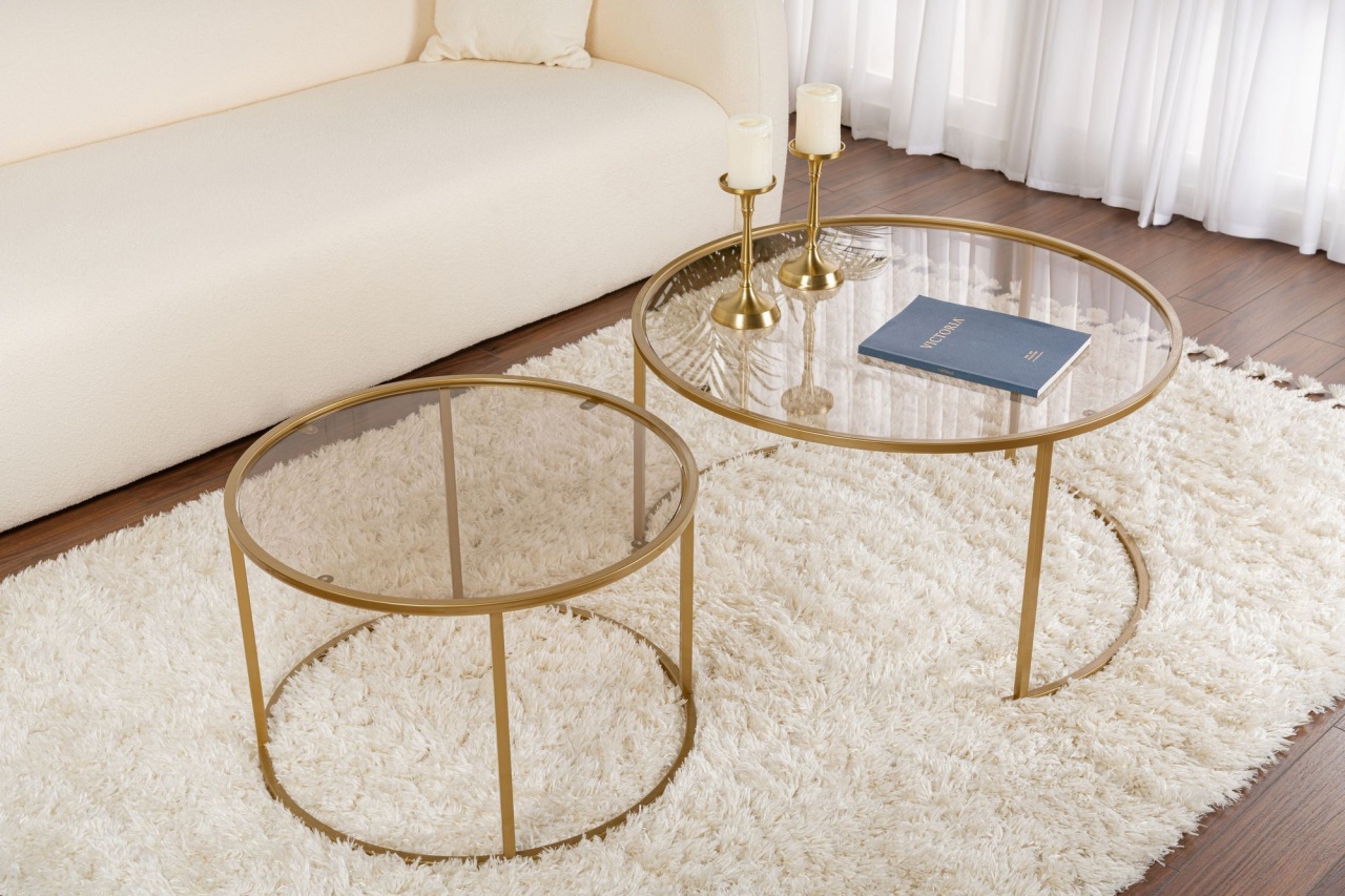 Set masute de cafea Aurum Auriu - 2 | YEO