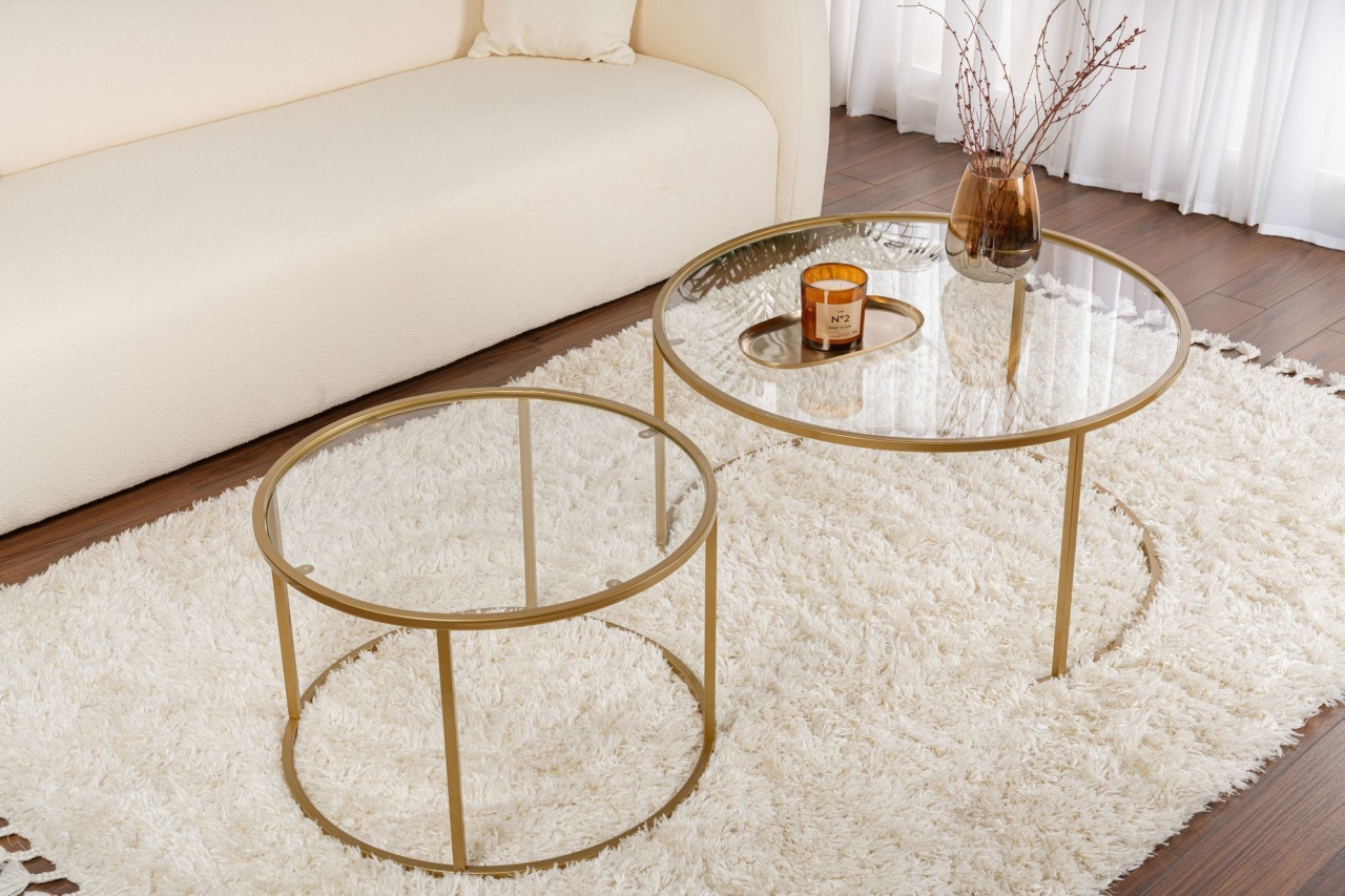 Set masute de cafea Aurum Auriu - 2 | YEO
