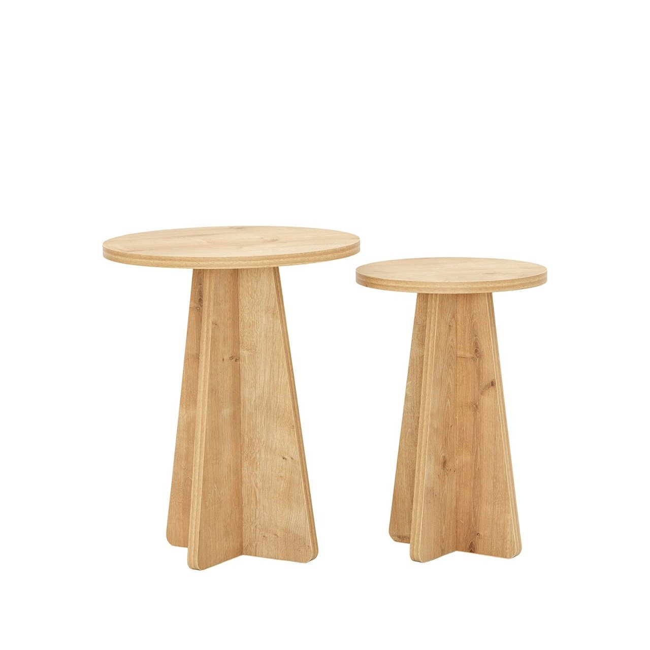 Set masute de cafea stivuibile, 2 bucati Mushroom Stejar 40x50x40 cm