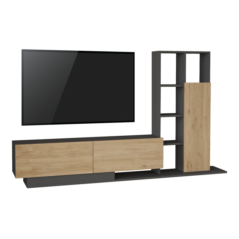 Set mobilier living Damon, Pako World, Natural-Antracit, 140x29x39 cm